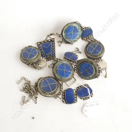 AFGHAN SILVER AND LAPIS LAZULI BELT (BROKEN)