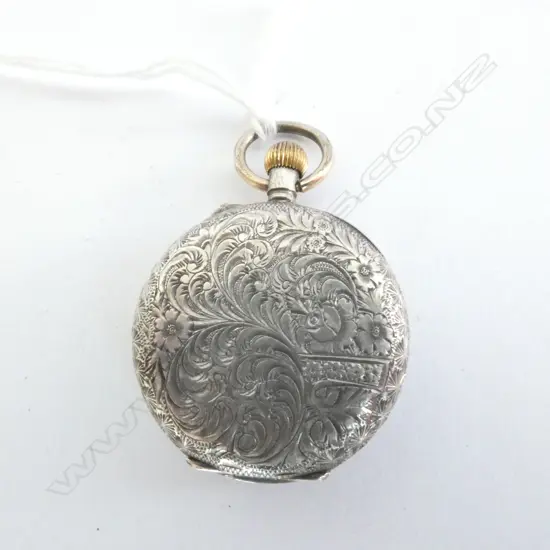 LADIES POCKET WATCH, WINDUP, STERLING SILVER CASE, WORKING