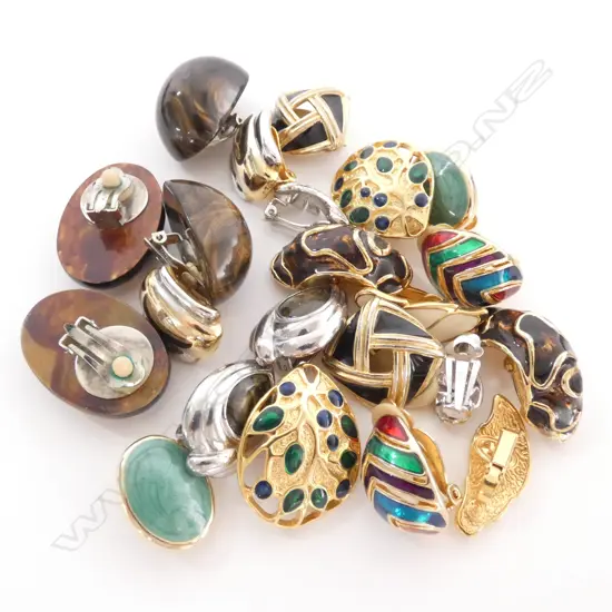 11 PAIR OLD CLIP ON EARRINGS 