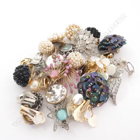 13 PAIR VINTAGE CLIP ON EARRINGS