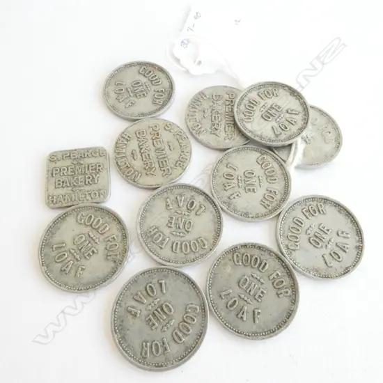   12 OLD NZ BREAD TOKENS