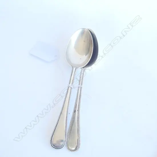 2 LGE SILVER BEAD PATTERN TEASPOONS 65GMS