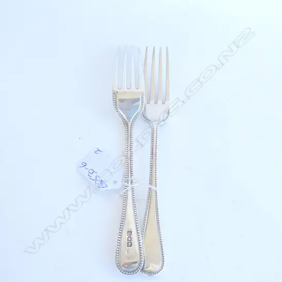 2 SILVER BEAD PATTERN FORKS DOUBLE STRUCK 111GMS