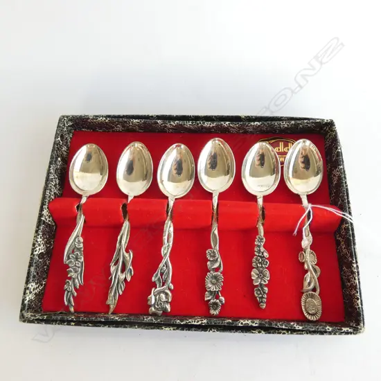 VINTAGE RODD EPNS FLORAL TEASPOON SET, BOXED