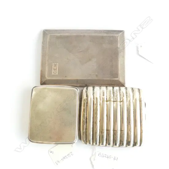 TWO SILVER CIGARETTE CASES 280gm AND SILVER PLATE CIG CASE