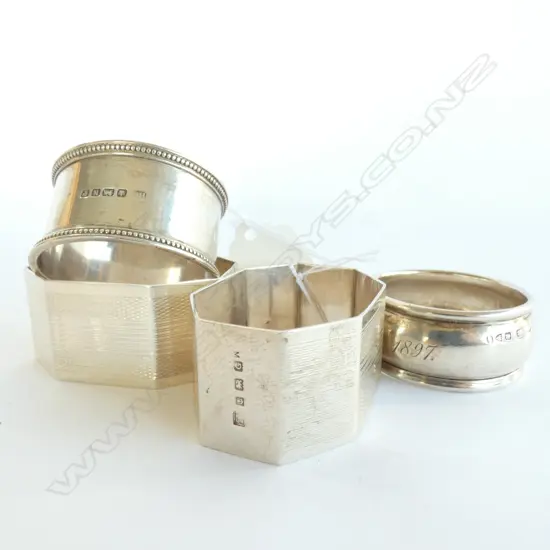 FOUR SILVER NAPKIN RINGS 113gm