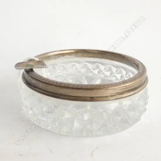CRYSTAL ASHTRAY WITH 800 SILVER TOP D.73mm