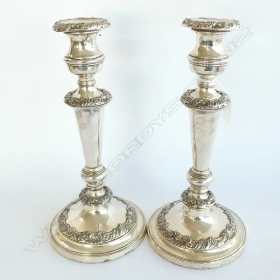 PAIR OF SILVER PLATE CANDLESTICKS