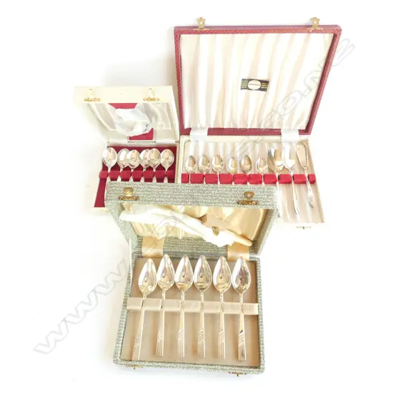 THREE GOOD VINTAGE EPNS SPOON SETS