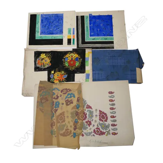 BIANCHINI FERIER ART DECO HAND PAINTED & PRINTED FABRIC DESIGN