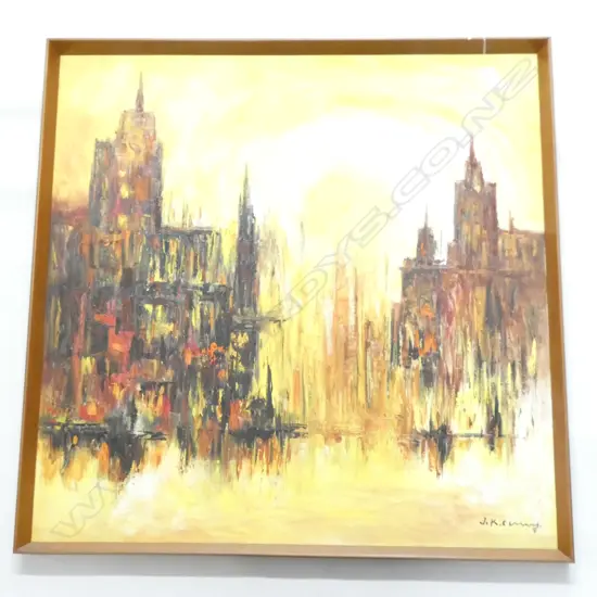 MODERNIST PERIOD EXPRESSIONIST CATHEDRAL SCENE 