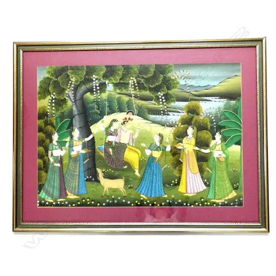 INDIAN MARRIAGE PAINTING ON FABRIC 600 X 865MM