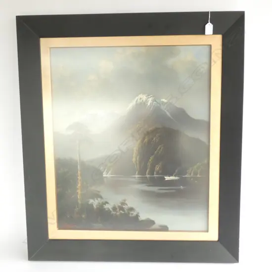 A HOGSON LAKE SCENE OIL C1900 H 640 W535