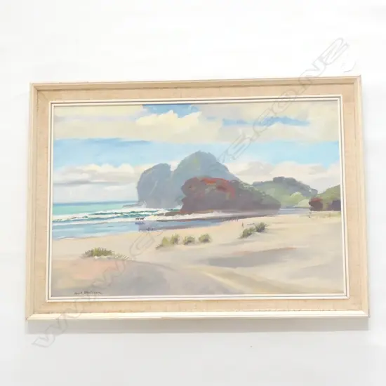 CYRIL WHITEOAK BEACH SCENE OIL 370 X 545MM