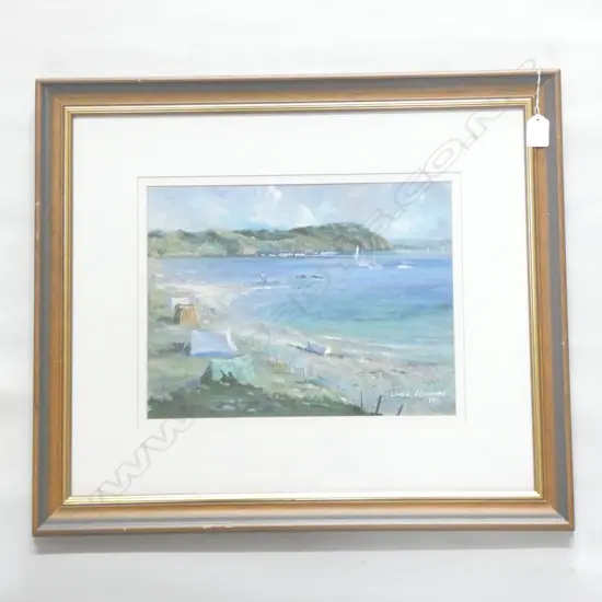 LANCE O'GORMAN BEACH CAMPING SCENE OIL 260 X 345MM