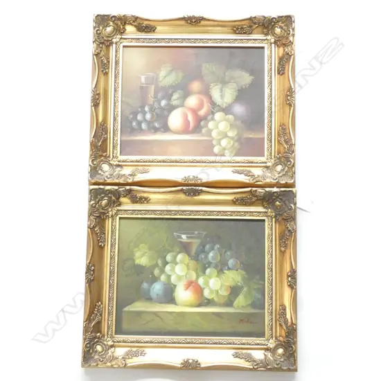 PR OF GILT FRAMED STILL LIFE OILS ON CANVAS 90 X 240 MM