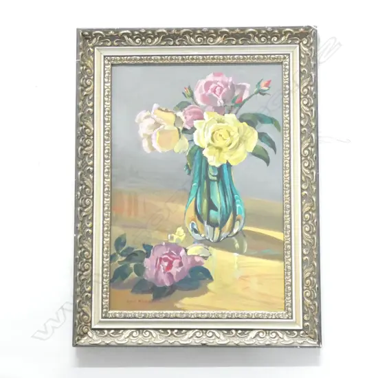 CYRIL WHITEOAK ROSES STILL LIFE OIL 420 X 290MM