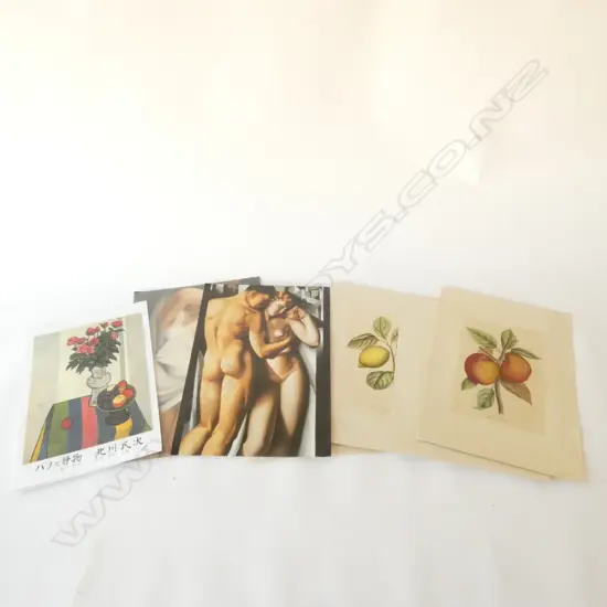 9 FRENCH PRINTS EARLY 20thC FIGURES, 4 PRINTS OF FRUIT + LEMPICKA ETC