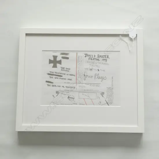 FRAMED COLIN MCCAHON INVITATION 'JAMES K BAXTER FESTIVAL 1973'