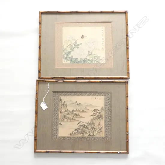 PR FAUX BAMBOO CHINOISERIE FRAMED SCROLLS 