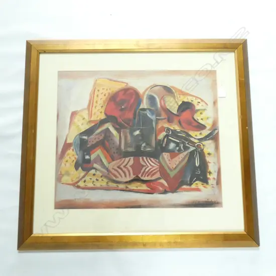 FRANCES HODGKINS 'STILL LIFE SELF PORTRAIT' GILT FRAMED REPRODUCTION.