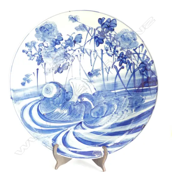 LG JAPANESE IMARI PORCELAIN PLATE DIA. 360MM. DUCKS ON WATER DESIGN
