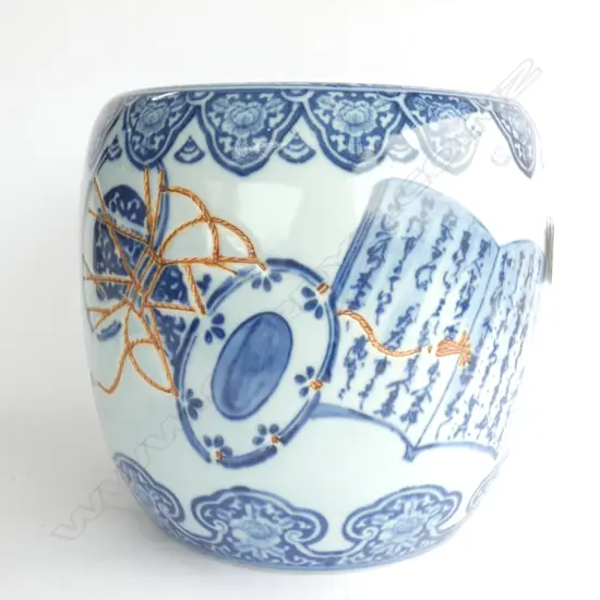 OLD JAPANESE B&W JARDINIERE H.225mm. Dia.250mm