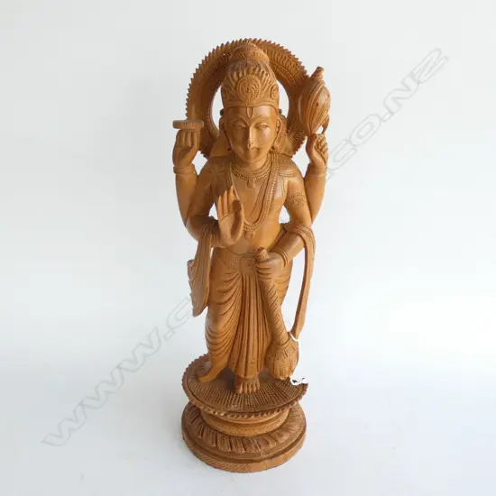 OLD FINELY CARVED WOODEN INDIAN GODDESS H. 350MM
