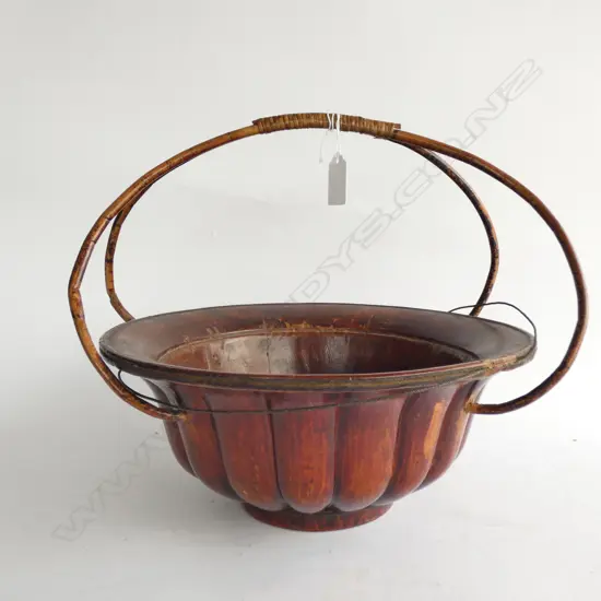 ORIENTAL WOODEN BOWL 305MM DIA OLD CRACK