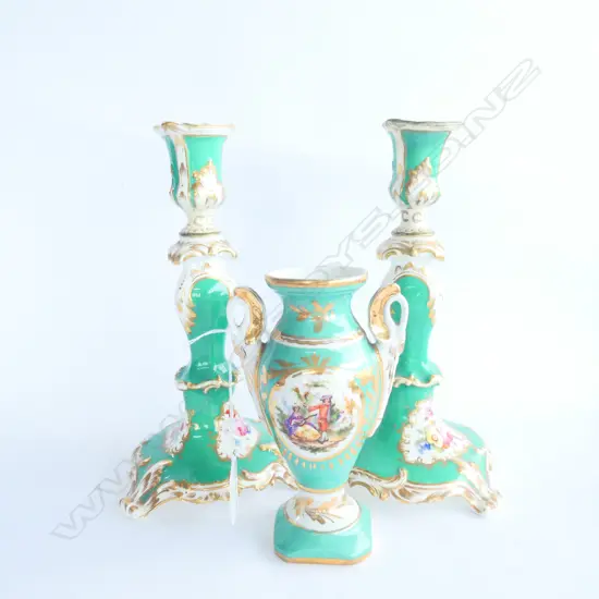  CONTINENTAL PORCELIAN GARNITURE OLD REPAIR 