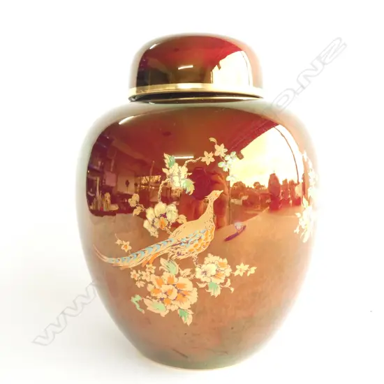 CARLTON WARE GINGER JAR - BIRD OF PARADISE - ROUGE ROYALE H. 215MM