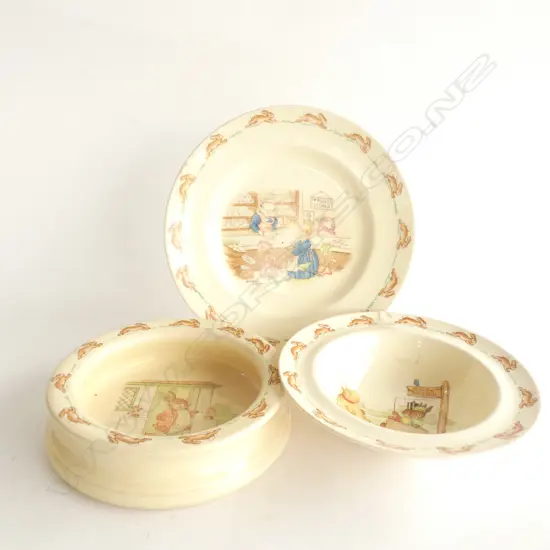 ROYAL DOULTON BUNNYKINS BOWL, PLATE & PORRIDGE BOWL DIA. 155MM