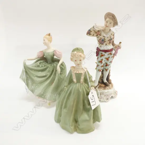3 FIGURINES; R/WORCESTER, R/DOULTON & PORCELAIN BOY