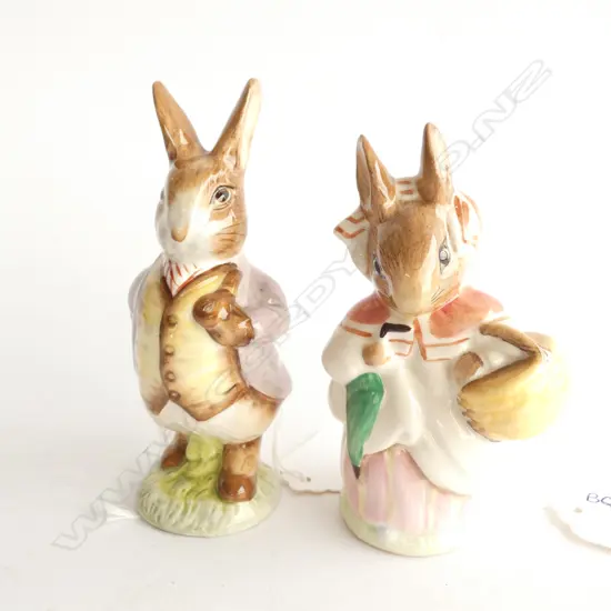 2 X ROYAL ALBERT BEATRIX POTTER FIGURINES - MR BENJAMIN BUNNY & MRS RABBIT