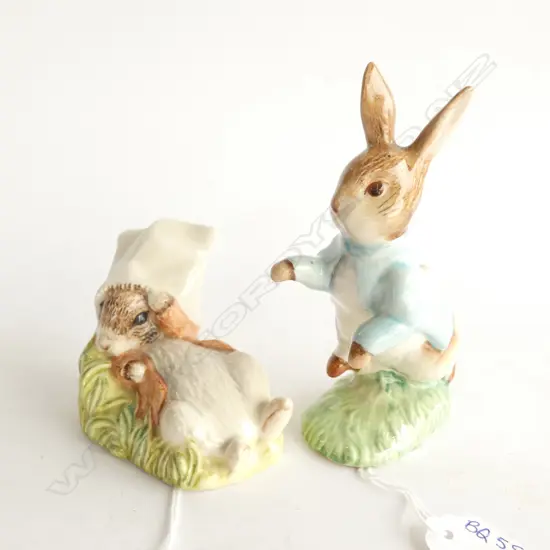 2 X ROYAL ALBERT BEATRIX POTTER FIGURINES - PETER RABBIT & BENJAMIN WAKES UP