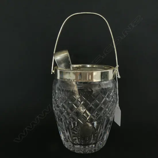 CRYSTAL ICE BUCKET WITH TONGS H.150mm EXCLUDING HANDLE