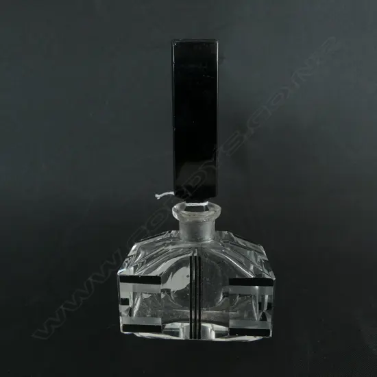 ART DECO GLASS SCENT BOTTLE BLACK & WHITE