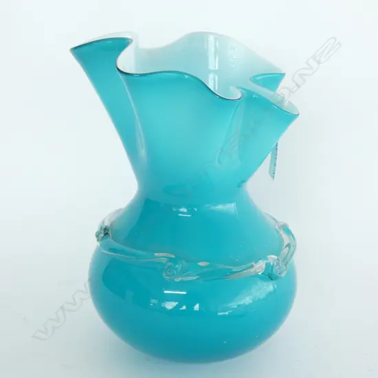 [19723] MURANO GLASS VASE BLUE HEIGHT 235