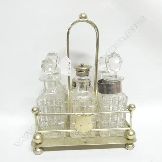 OLD CUT CLASS 6 PC CRUET SET WITH HOLDER 