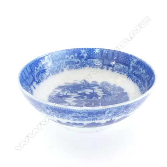 19thC B/W WILLOW BOWL 250MM DIA