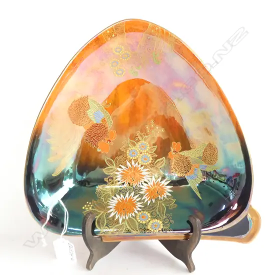 CARLTON WARE COCKERELS ORANGE LUSTRE DISH