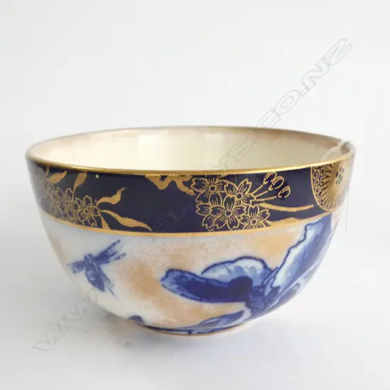 ROYAL DOULTON BLUE IRIS BOWL GILT HIGHLIGHTS