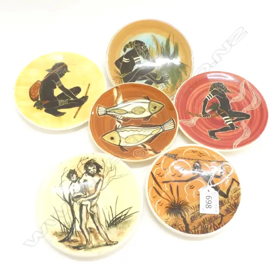 6 SMALL MARTIN & GUY BOYD POTTERY PLATES 140MM DIA