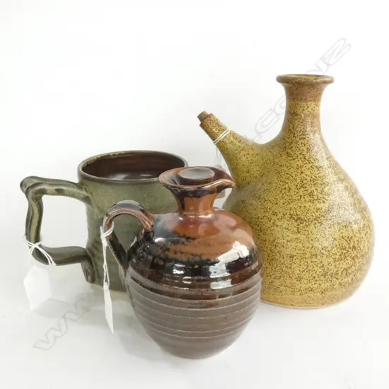 3 STUDIO POTTERY PCES; ALL SIGNED OR STAMPED H. 190MM
