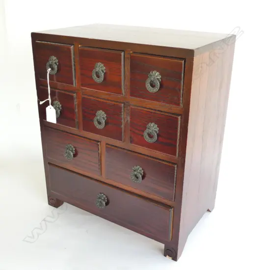 VINTAGE JAPANESE SMALL COLLECTORS CHEST 9 DRAWER