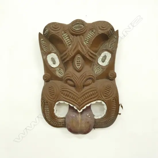 VINTAGE CAST CONCRETE MAORI GABLE  MASK