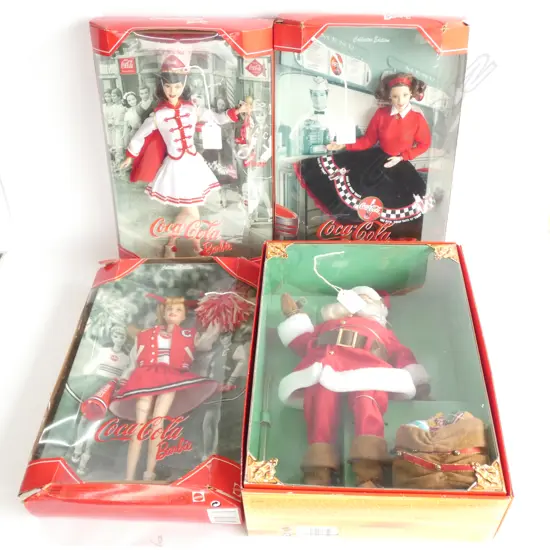 3 COCA COLA BARBIES + SANTA