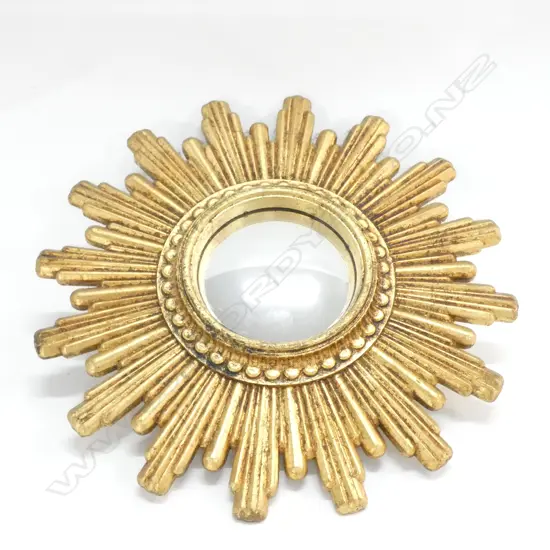 SMALL GILT STARBURST CONVEX MIRROR 240MM DIA