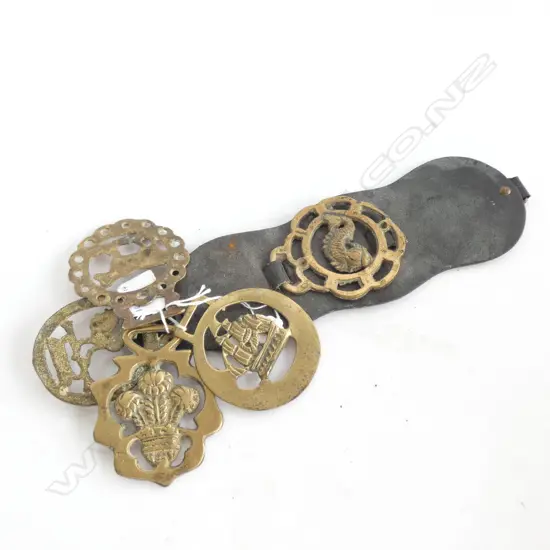 5 VINTAGE HORSE BRASSES