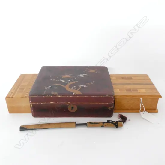 3 WOODEN BOXES 1 JAPANESE 2 NZ TIMBERS